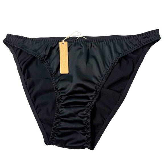 SKIMS Woven Shine Bikini Onyx Large - Picture 1 of 10